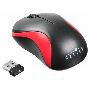 Мышь Oklick 605SW беспроводная, 1200dpi, USB, чёрно-красный
